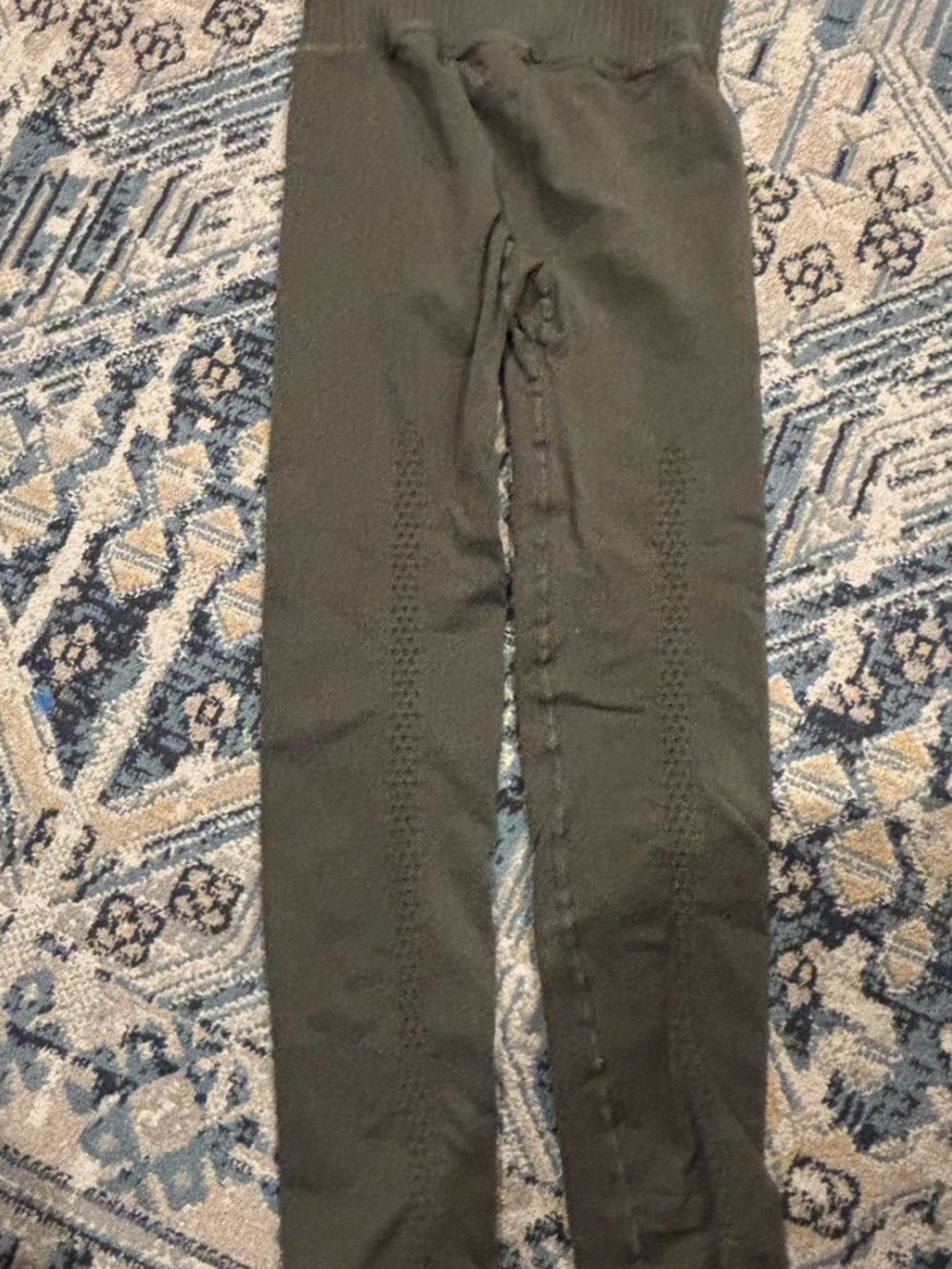 Free People— Black Knit Leggings with Subtle Stitch Detailing